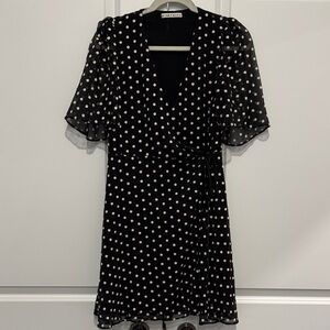 Alice + Olivia Black Mini Dress with Cream Flowers
